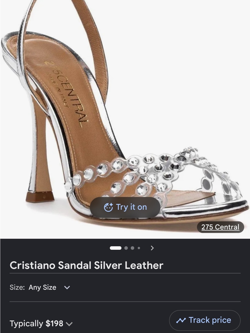 Scentral Cristiano Silver Crystal Slingback Heel